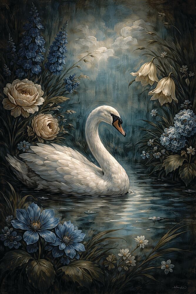 Swans Secret Garden art print by Anthony Smith for $57.95 CAD