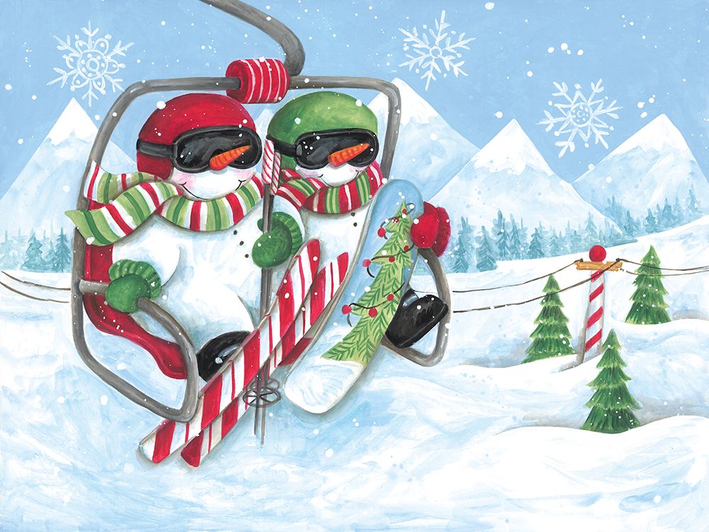 Snowmen Ski Lift art print by Diane Kater for $57.95 CAD