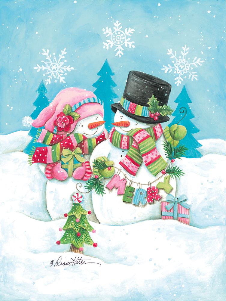 Happy Holidays Snow Couple art print by Diane Kater for $57.95 CAD