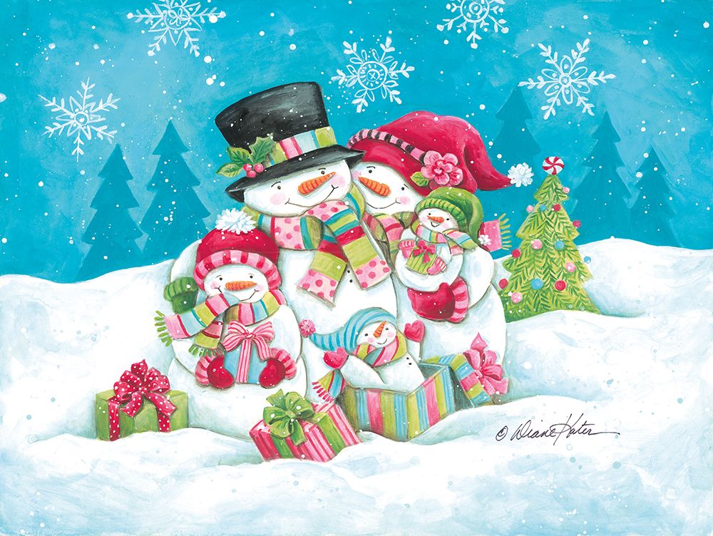 Happy Holidays Snow Family art print by Diane Kater for $57.95 CAD