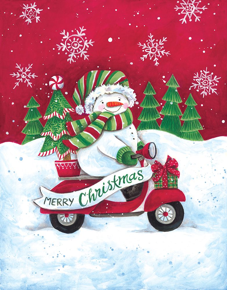 Merry Christmas Red Scooter art print by Diane Kater for $57.95 CAD