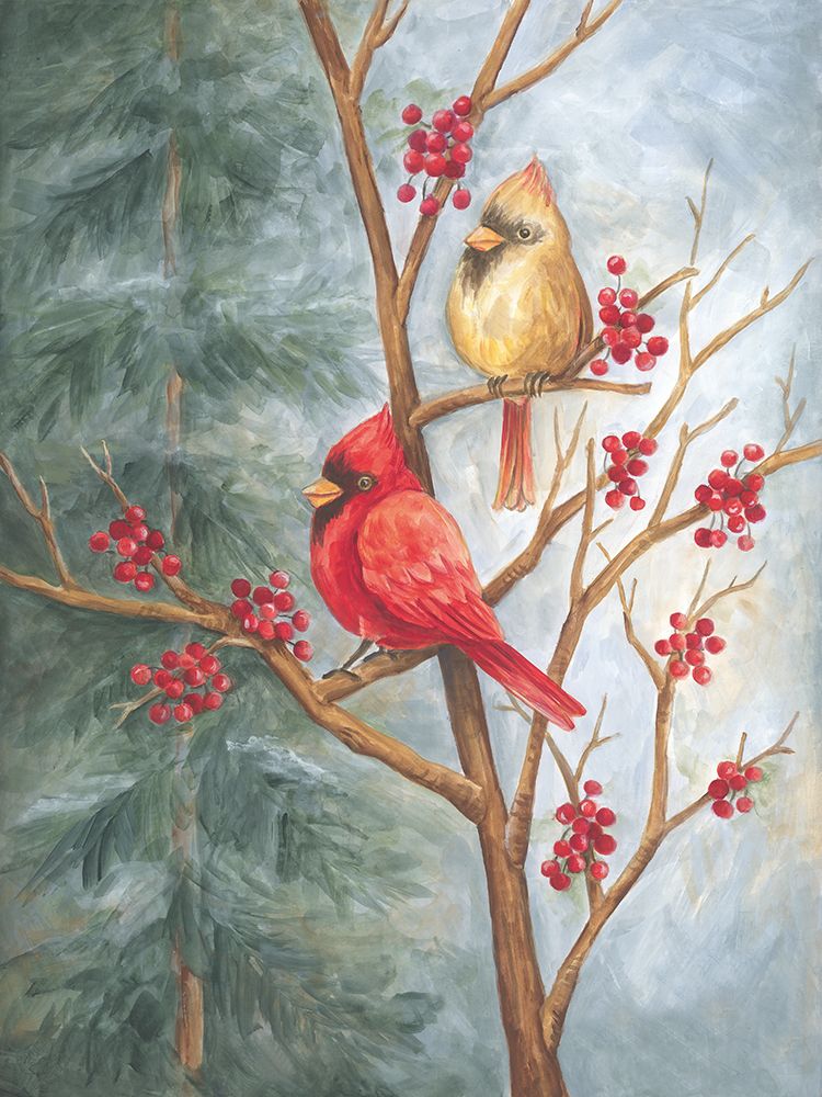 Cardinals in Berry Tree art print by Diane Kater for $57.95 CAD