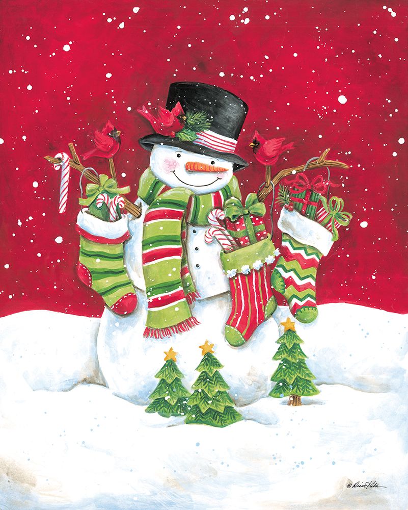Snowman with Stockings art print by Diane Kater for $57.95 CAD