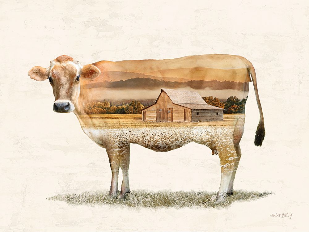 Landscape Jersey Cow Fusion art print by Amber Sterling for $57.95 CAD