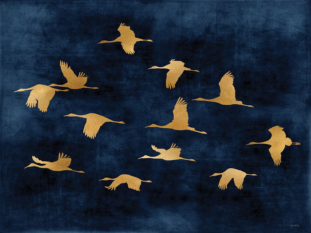 Golden Cranes art print by Amber Sterling for $57.95 CAD