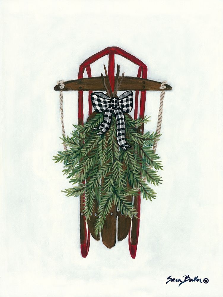 Vintage Winter Sled art print by Sara Baker for $57.95 CAD