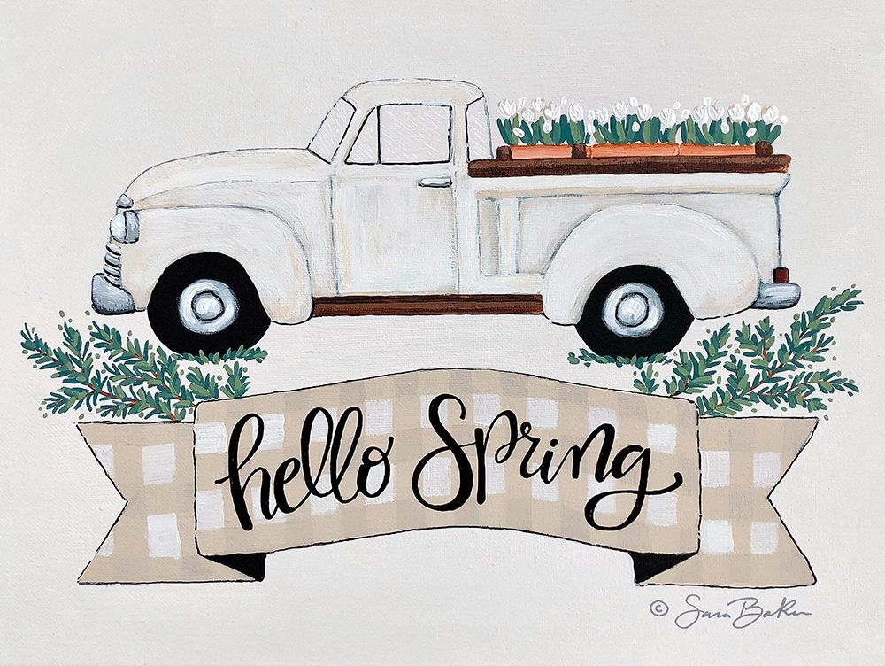 Hello Spring Tulip Truck art print by Roey Ebert for $57.95 CAD