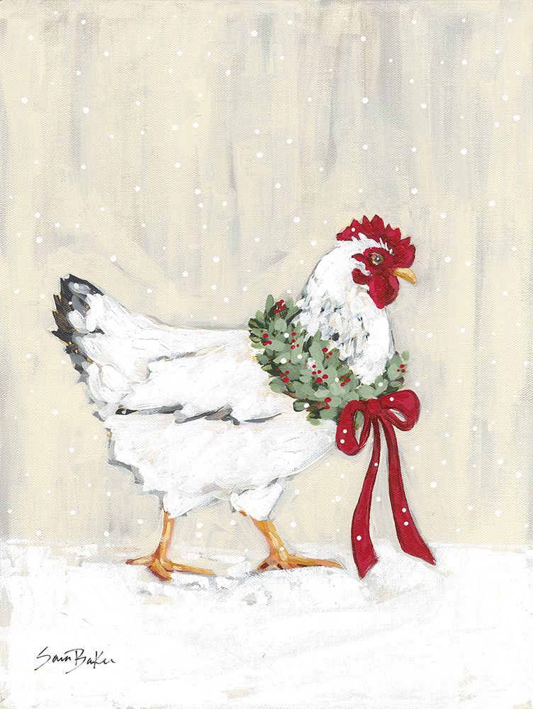 Farmhouse Christmas Chicken 1 art print by Sara Baker for $57.95 CAD