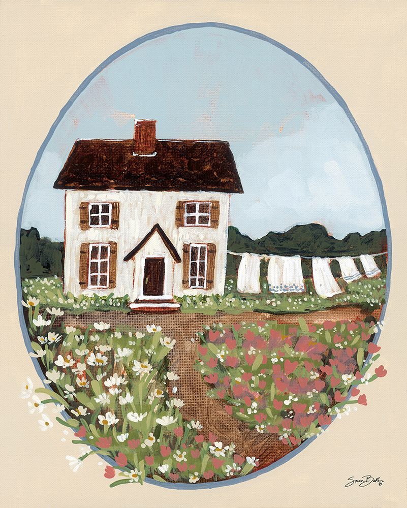 Flower Farm Cottage art print by Sara Baker for $57.95 CAD
