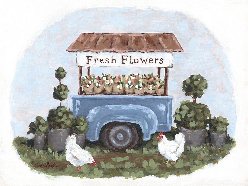 Farm Fresh Flower Stand art print by Sara Baker for $57.95 CAD