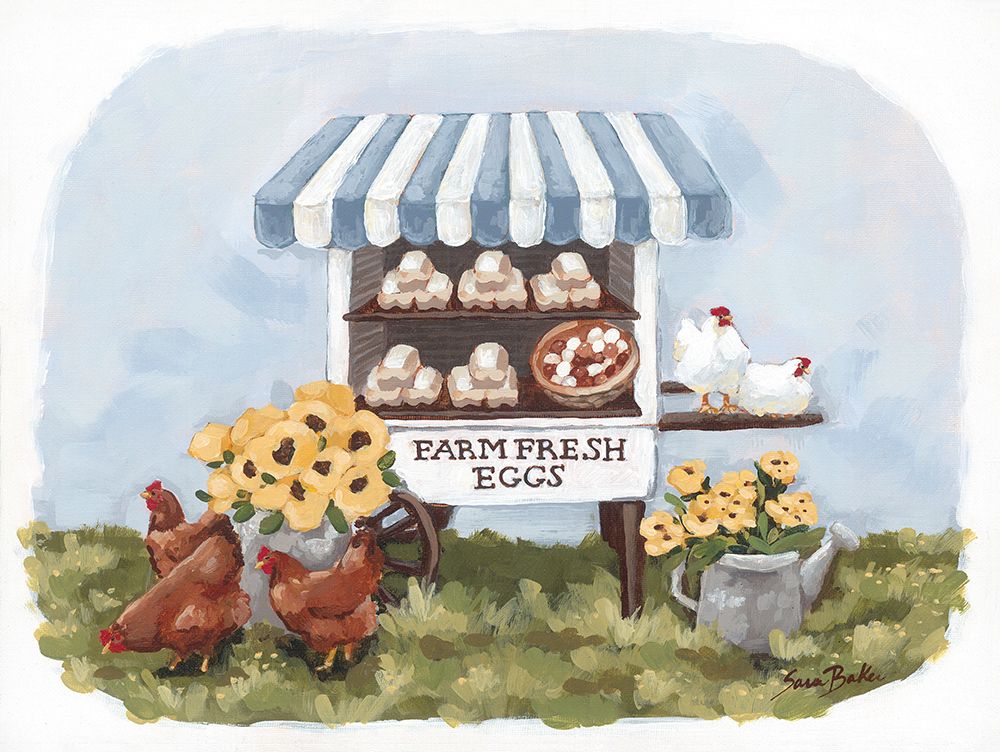 Farm Fresh Egg Stand art print by Sara Baker for $57.95 CAD