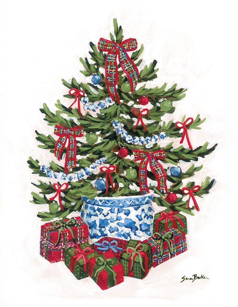 Christmas Tree in Chinoiserie art print by Sara Baker for $57.95 CAD