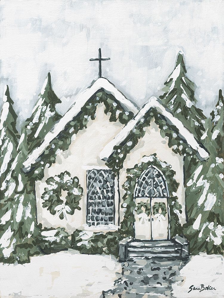 Little Christmas Chapel art print by Sara Baker for $57.95 CAD