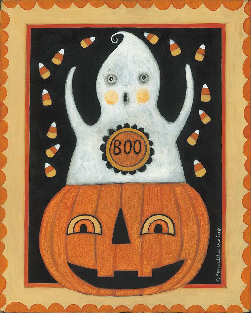 Boo Ghost and Jack Olantern art print by Bernadette Deming for $57.95 CAD