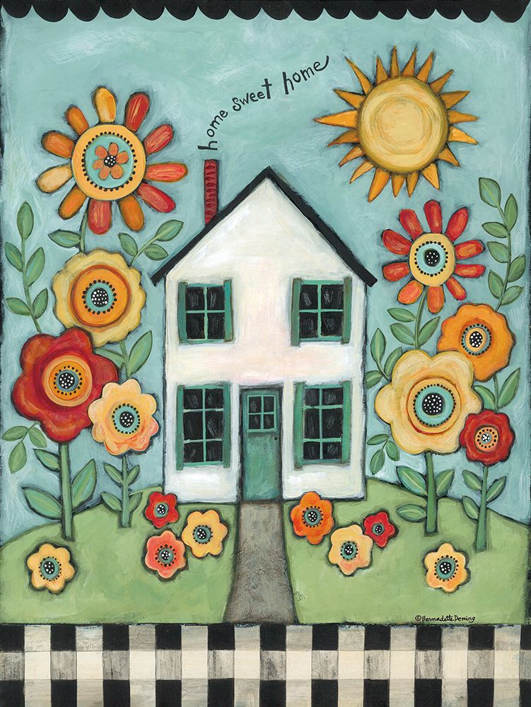 Floral Home Sweet Home art print by Bernadette Deming for $57.95 CAD