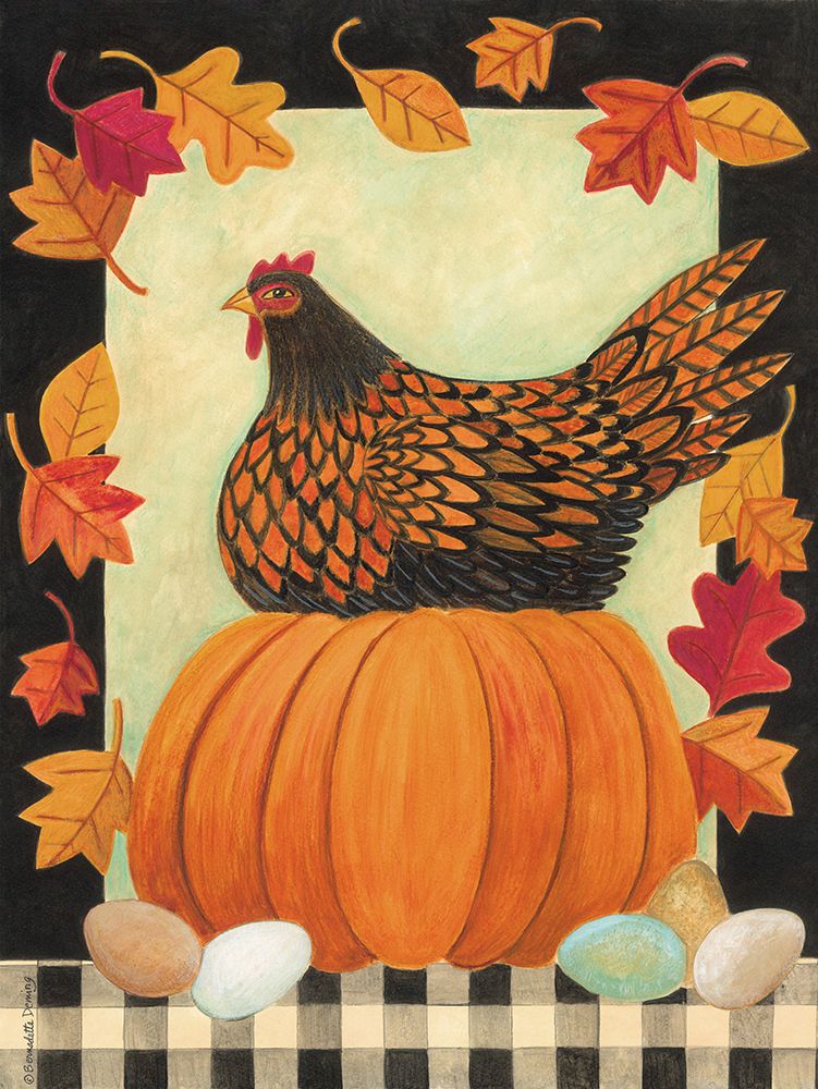 Autumn Chicken and Pumpkin art print by Bernadette Deming for $57.95 CAD