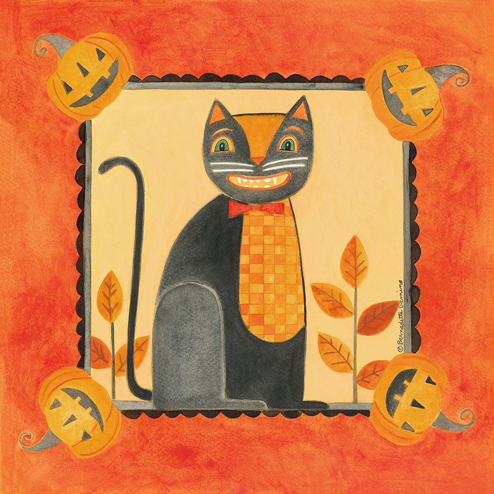 Patterned Black Cat art print by Bernadette Deming for $57.95 CAD