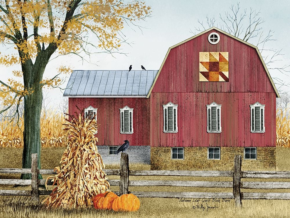 Autumn Leaf Quilt Block Barn art print by Billy Jacobs for $57.95 CAD