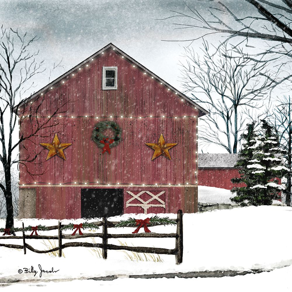 The Christmas Barn II art print by Billy Jacobs for $57.95 CAD