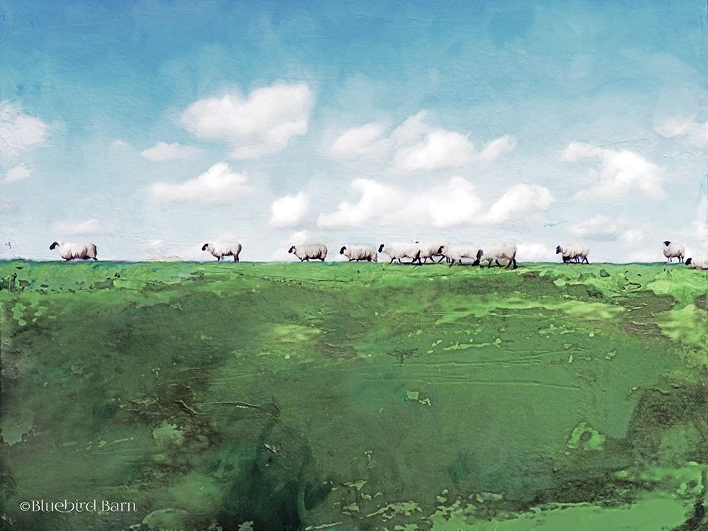 Distant Hillside Sheep by Day art print by Bluebird Barn for $57.95 CAD