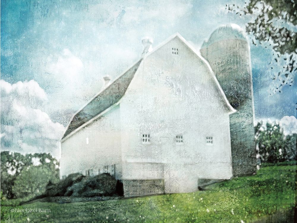 White Barn art print by Bluebird Barn for $57.95 CAD