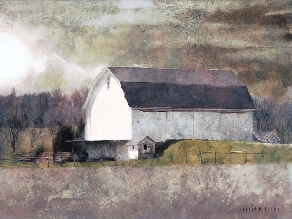 Rustic White Barn Scene I art print by Bluebird Barn for $57.95 CAD