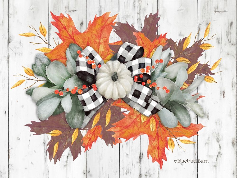 White Pumpkin Swag art print by Bluebird Barn for $57.95 CAD