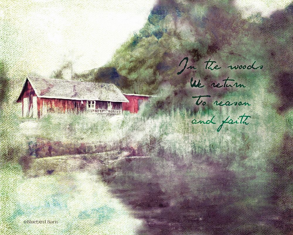 Red Cabin Forest Faith art print by Bluebird Barn for $57.95 CAD