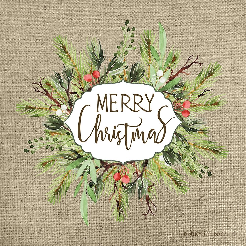 Merry Christmas Greenery II art print by Bluebird Barn for $57.95 CAD