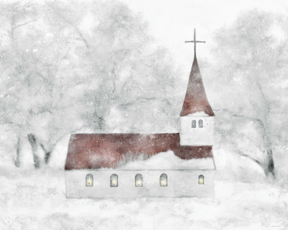 Winter Church art print by Bluebird Barn for $57.95 CAD