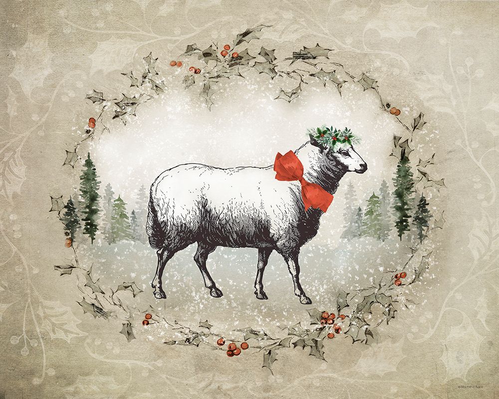 Christmas Sheep art print by Bluebird Barn for $57.95 CAD
