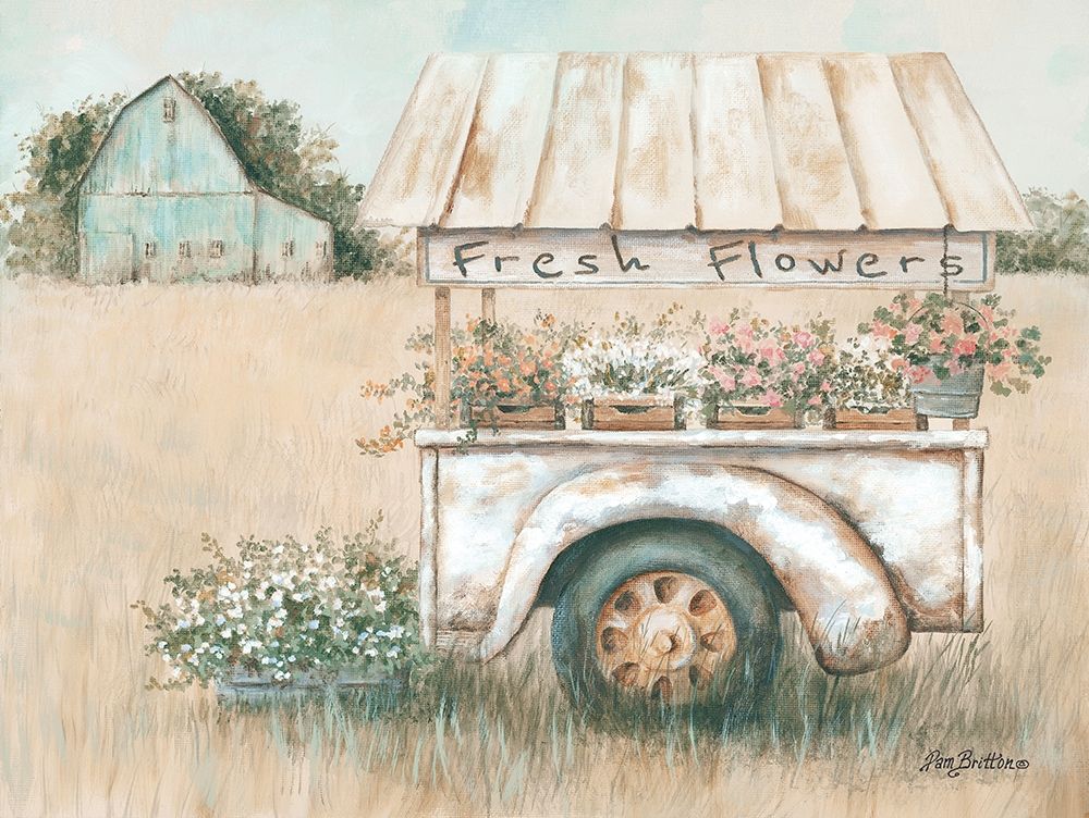 Fresh Flowers for Sale art print by Pam Britton for $57.95 CAD
