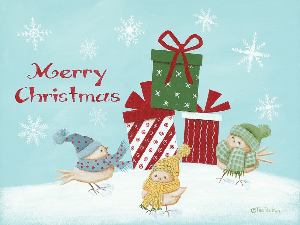 Winter Birds Merry Christmas art print by Pam Britton for $57.95 CAD