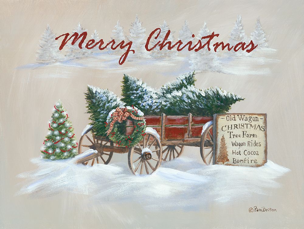 Merry Christmas Wagon art print by Pam Britton for $57.95 CAD