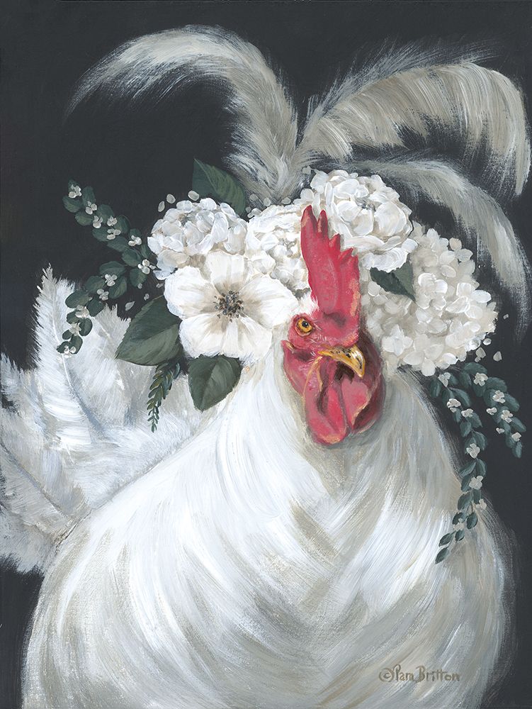 Floral Rooster art print by Pam Britton for $57.95 CAD