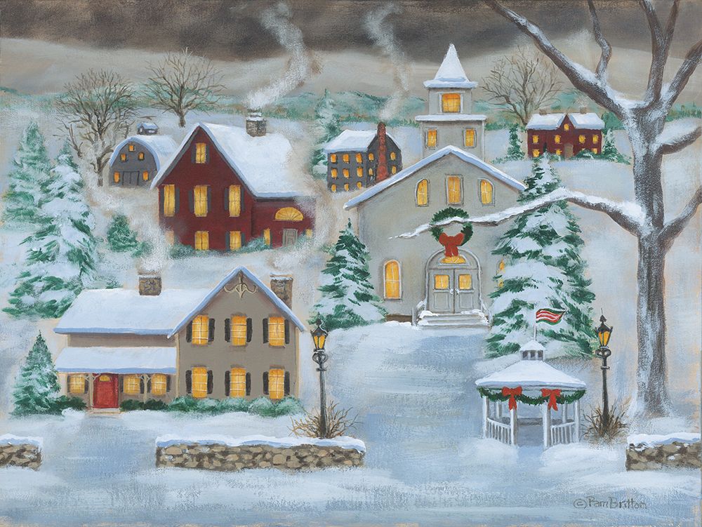 Willow Creek Village at Christmas art print by Pam Britton for $57.95 CAD