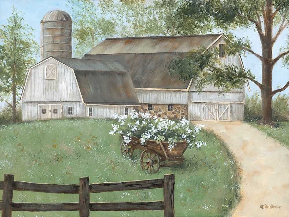 Summer Blooms at the Barn art print by Pam Britton for $57.95 CAD