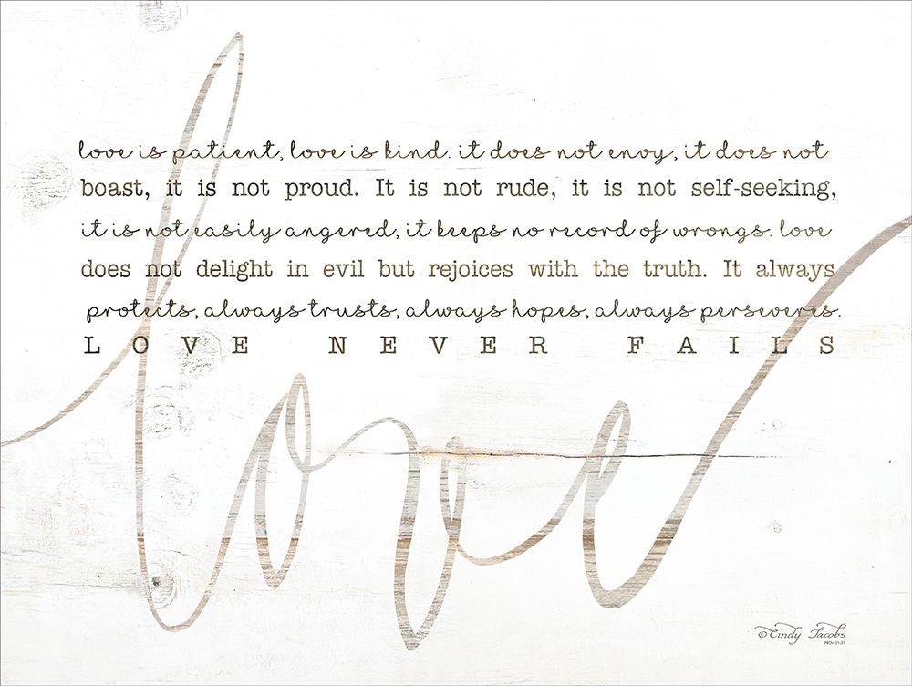 Love Never Fails art print by Cindy Jacobs for $57.95 CAD