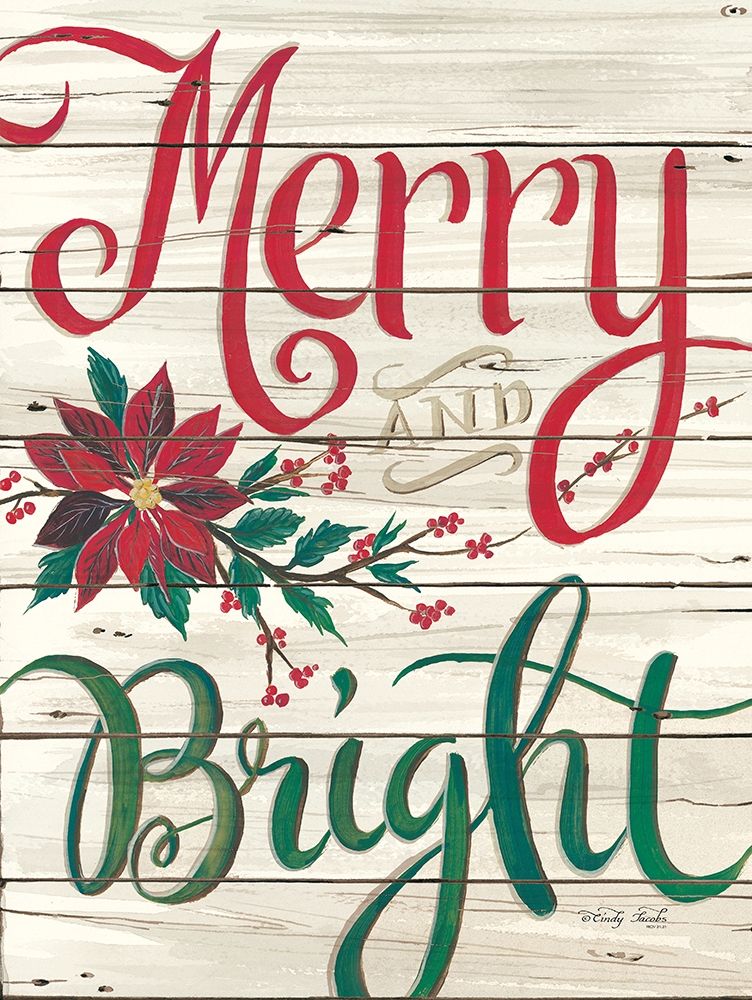 Merry and Bright Shiplap art print by Cindy Jacobs for $57.95 CAD