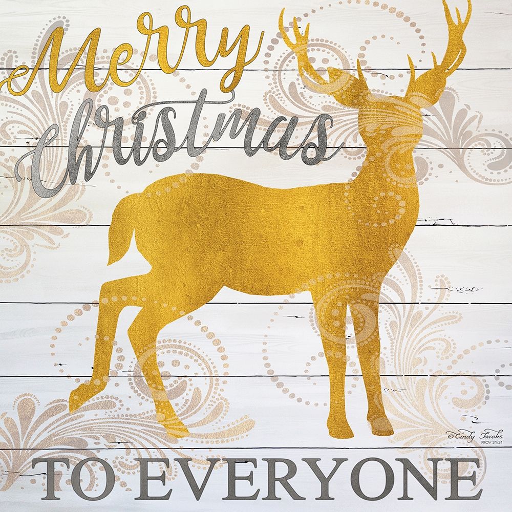 Merry Christmas Deer art print by Cindy Jacobs for $57.95 CAD
