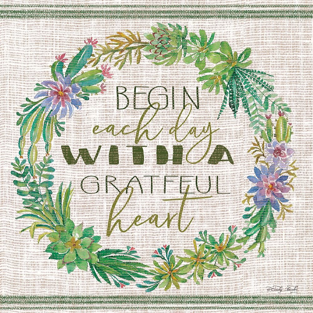 Grateful Heart Succulent Wreath art print by Cindy Jacobs for $57.95 CAD