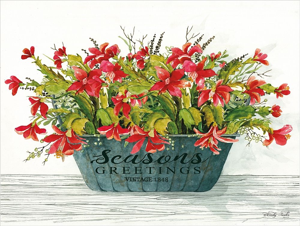 Seasons Greetings Pot art print by Cindy Jacobs for $57.95 CAD