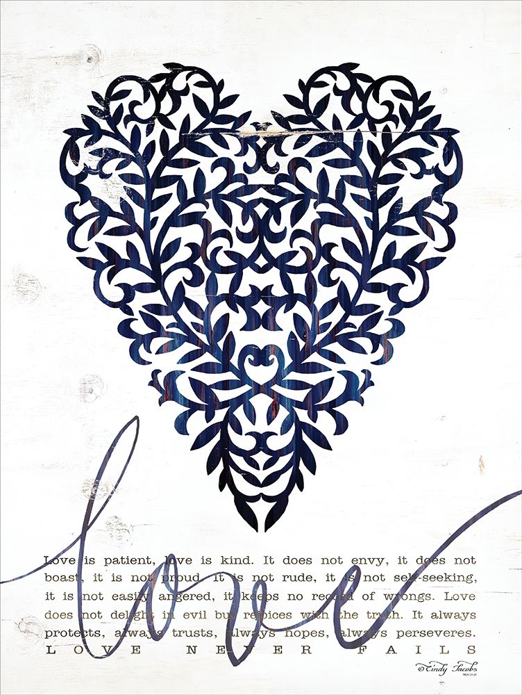 Love Never Fails in Navy art print by Cindy Jacobs for $57.95 CAD