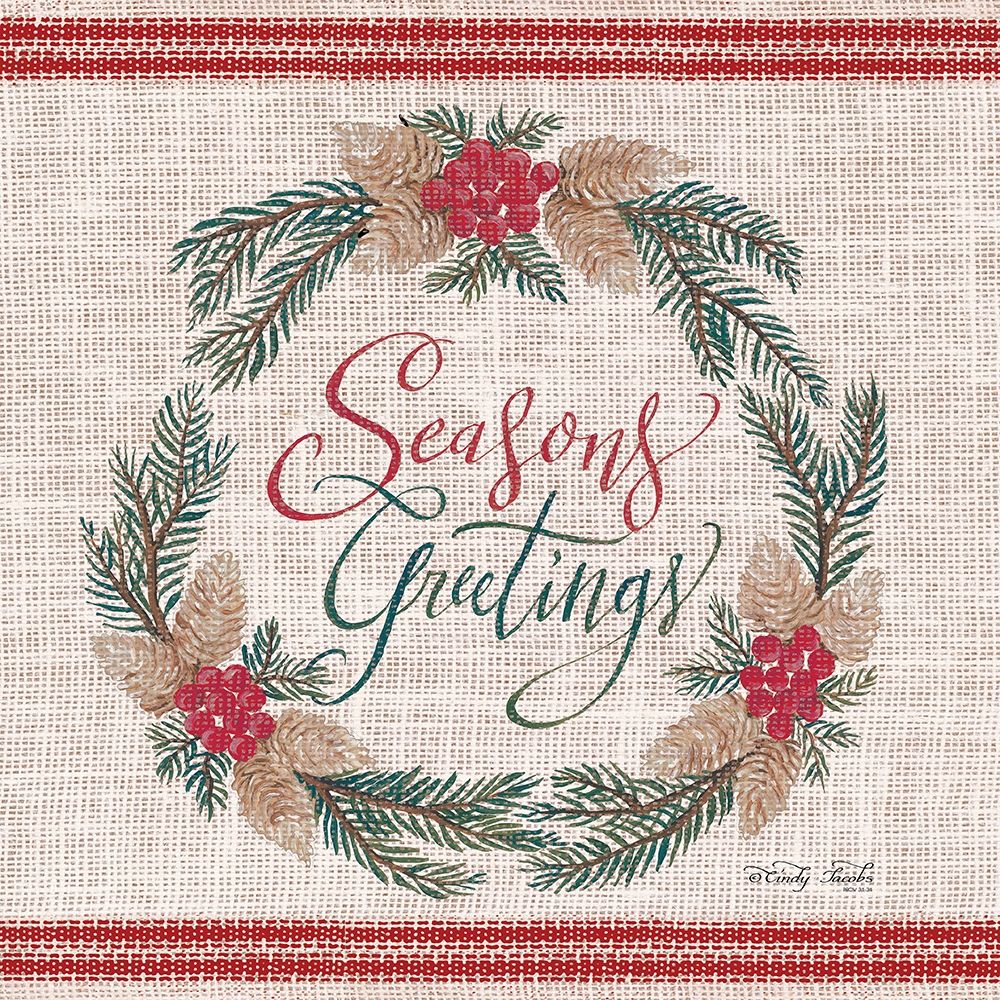 Seasons Greetings Wreath art print by Cindy Jacobs for $57.95 CAD