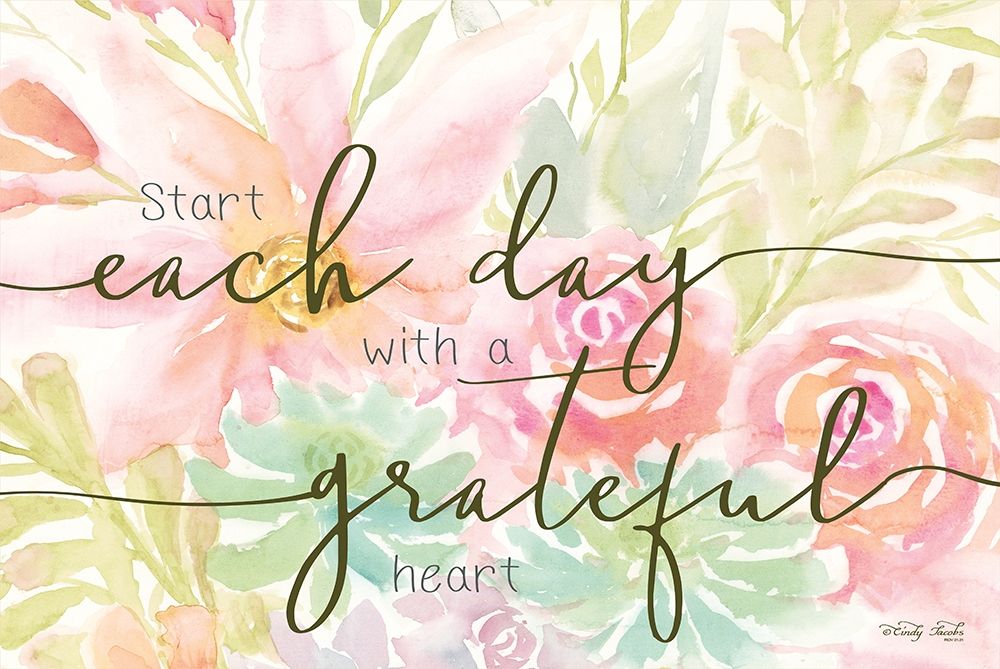 Floral Grateful Heart art print by Cindy Jacobs for $57.95 CAD