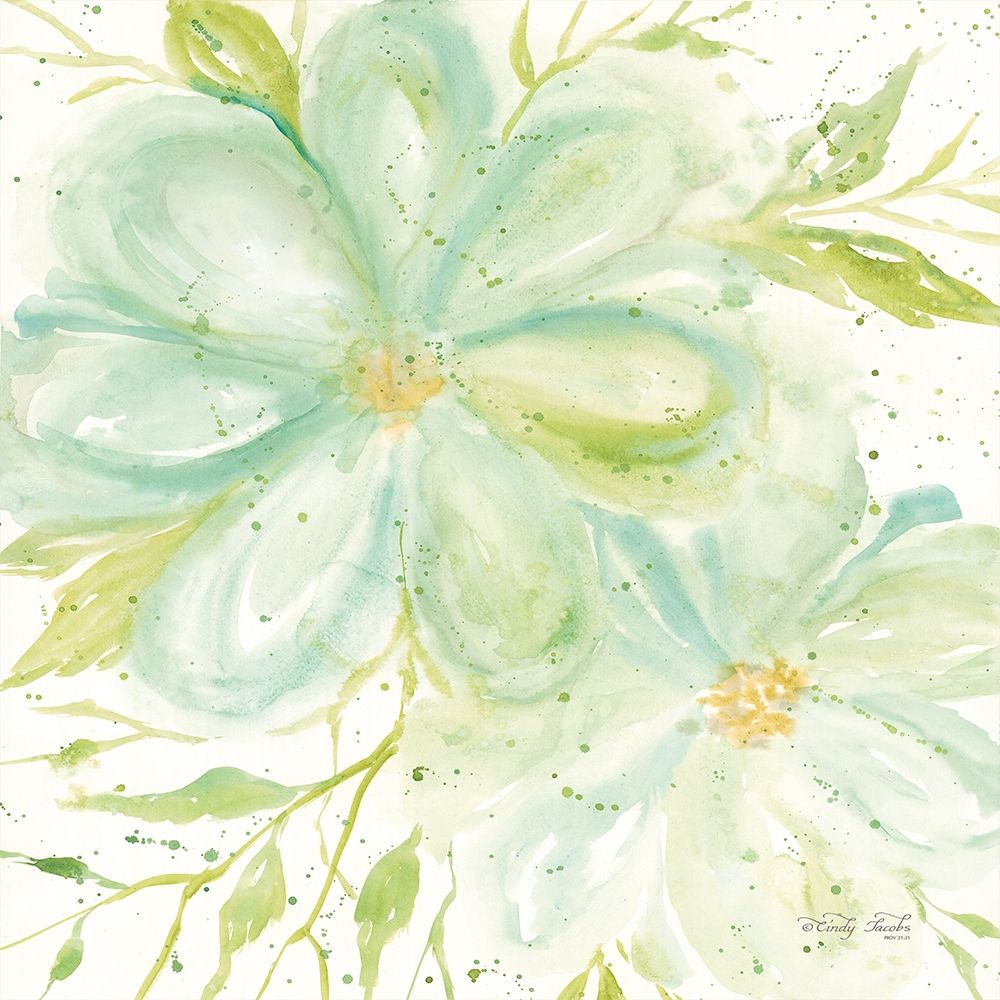 Teal Big Blooms art print by Cindy Jacobs for $57.95 CAD