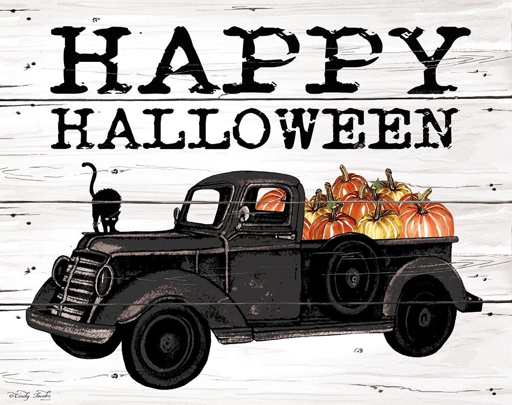 Happy Halloween Black Truck art print by Cindy Jacobs for $57.95 CAD