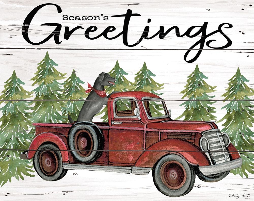 Seasons Greetings Red Truck art print by Cindy Jacobs for $57.95 CAD