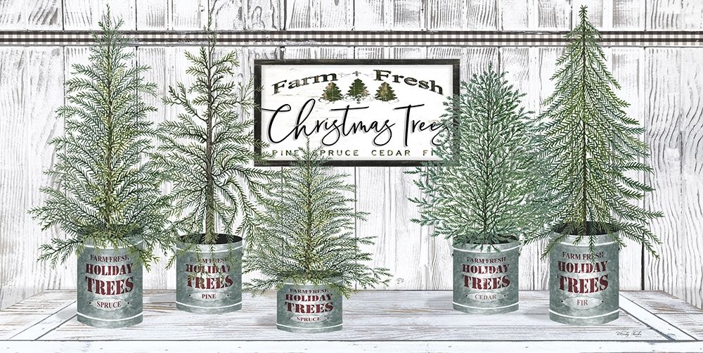 Galvanized Pots White Christmas Trees II art print by Cindy Jacobs for $57.95 CAD