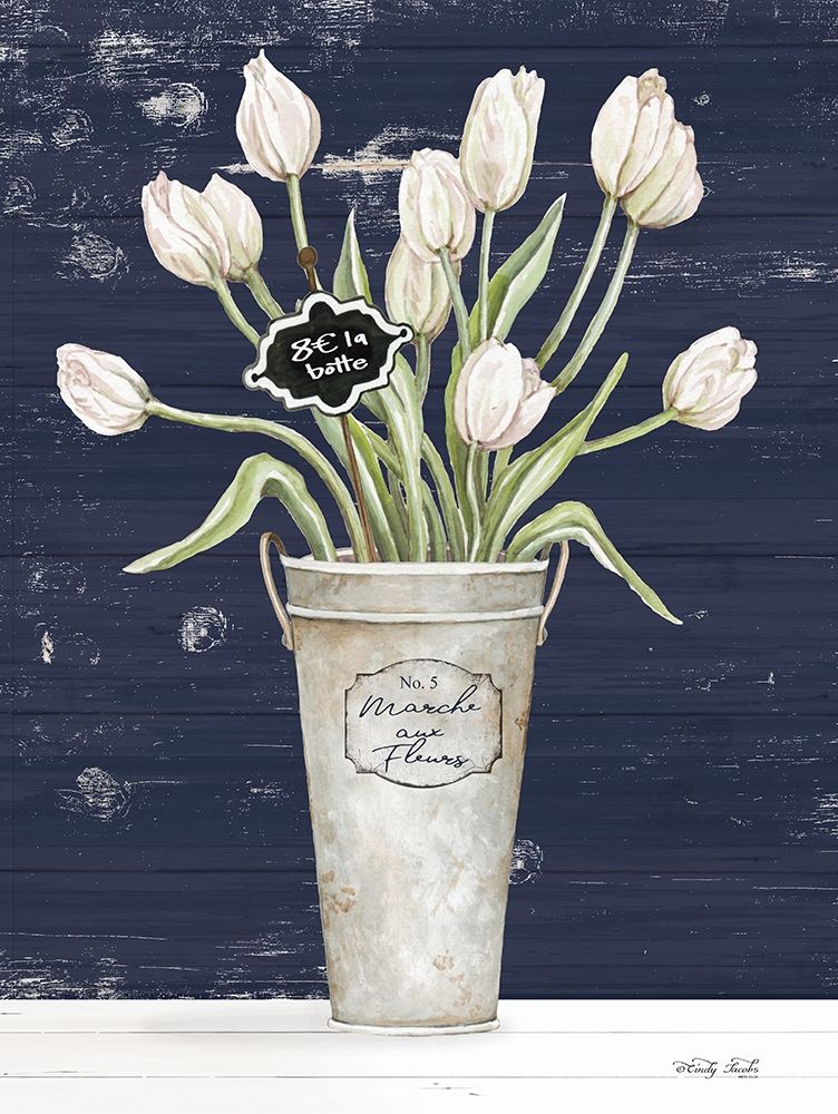 Tulips on Navy I art print by Cindy Jacobs for $57.95 CAD